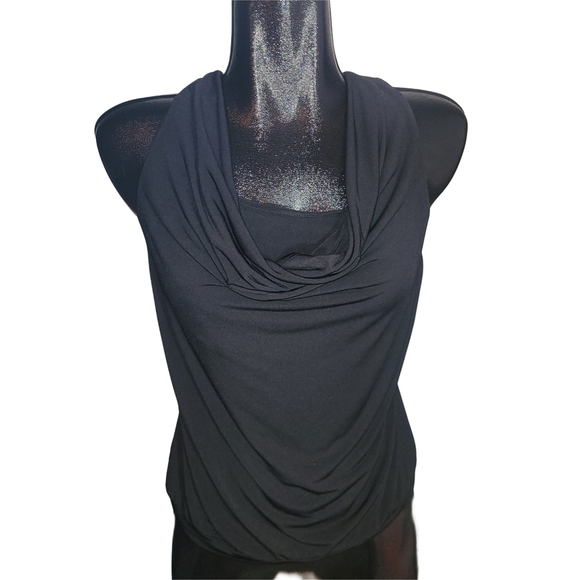 Studio Mode Black Sleeveless Drape Neckline Top S - Picture 1 of 6